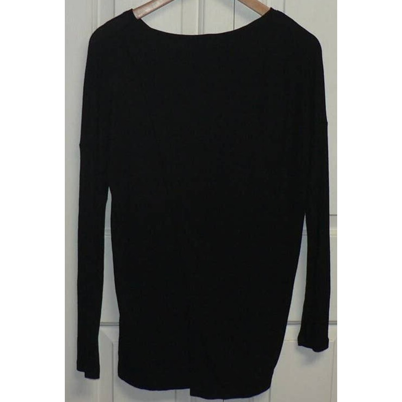H by Bordeaux Split Back Long Sleeve Rib Knit Sweater XS/Extra Small Black NWT