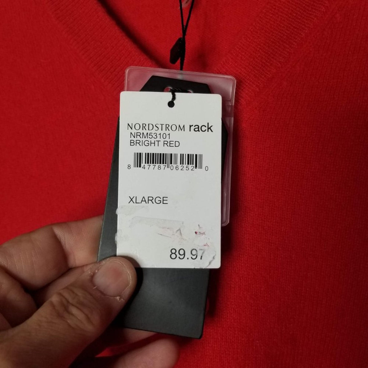 NWT Qi Cashmere Pullover Sweater Long Sleeves V-Neck Ribbed Trim Red X-Large
