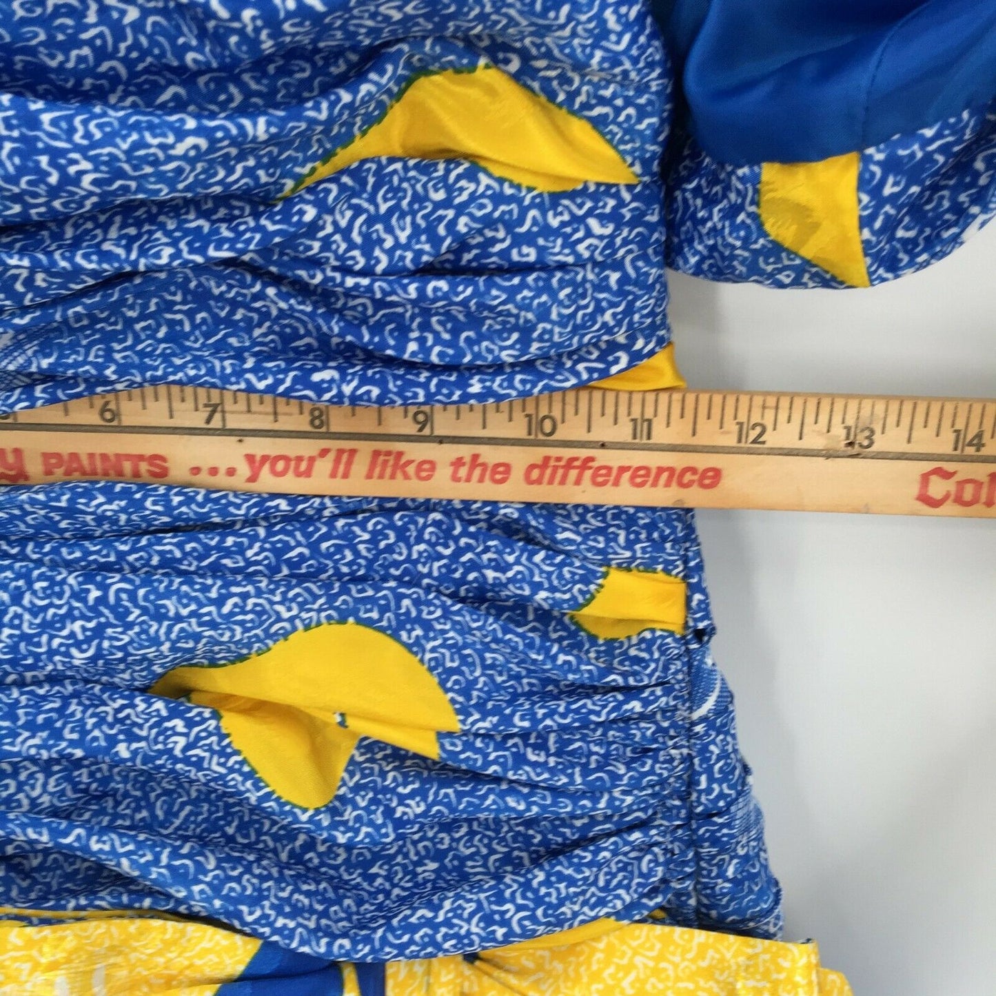 Vintage 80's 2 Pc. Jacket Halter Pleated Mini Dress Set Disco BEBOP Yellow/Blue