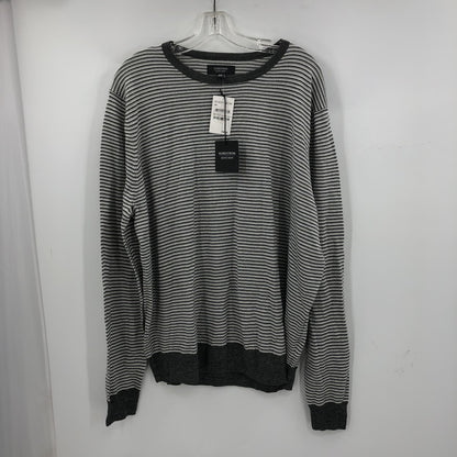 Nordstrom Men's Striped Round Neck Sweater Long Sleeve Heather Gray Size 2XL NWT