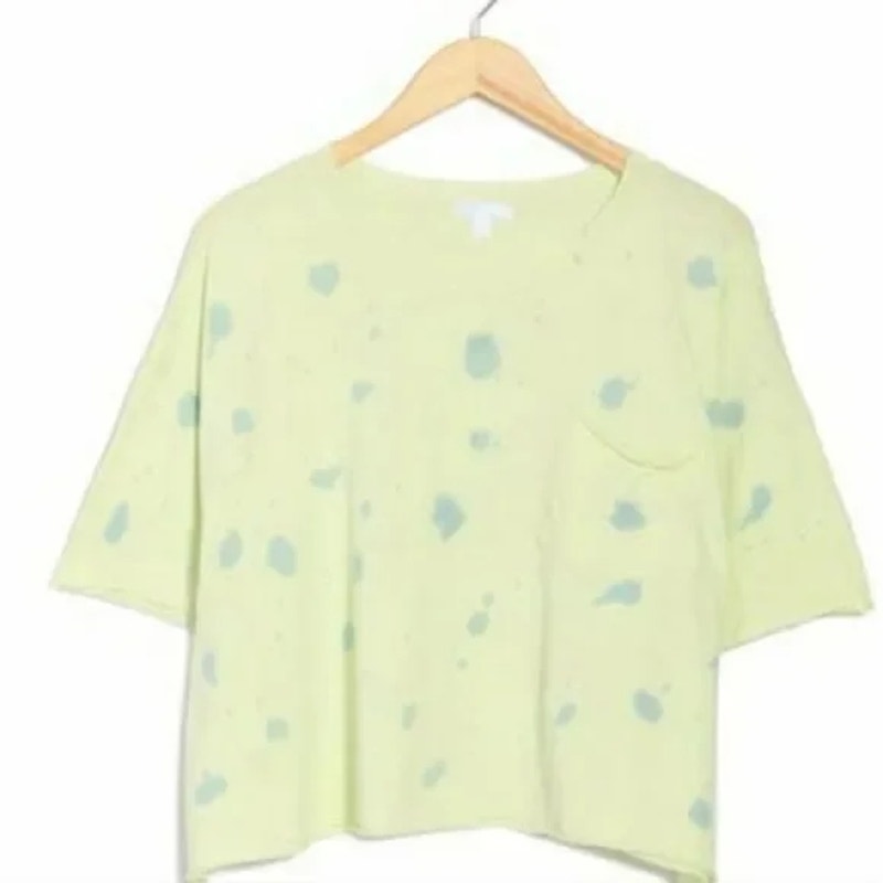Abound Extra Small XS Green Tie Dye NEW Cotton Knit Boxy Crop Tee Front Pocket