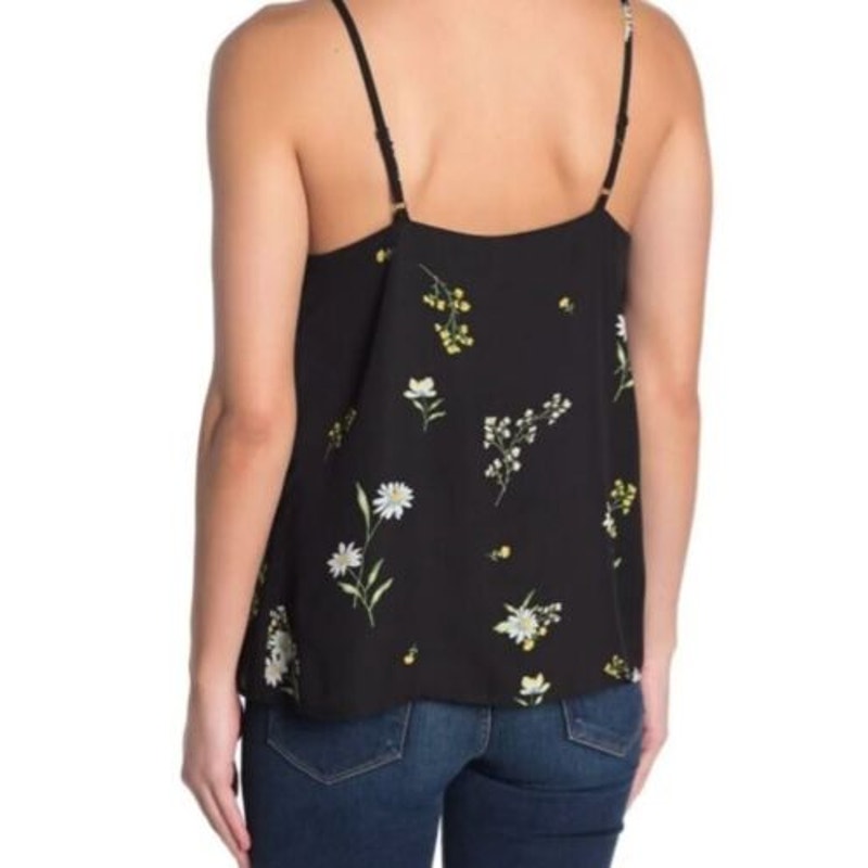 Socialite Black Blue Yellow Floral size Small NEW Scalloped V-neck Camisole