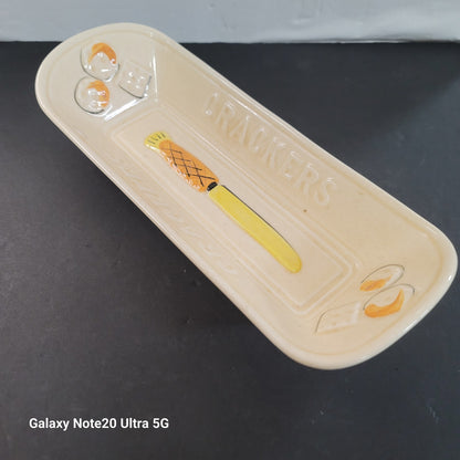 Cracker cheese dish ceramic raised images Oblong serving ceramic