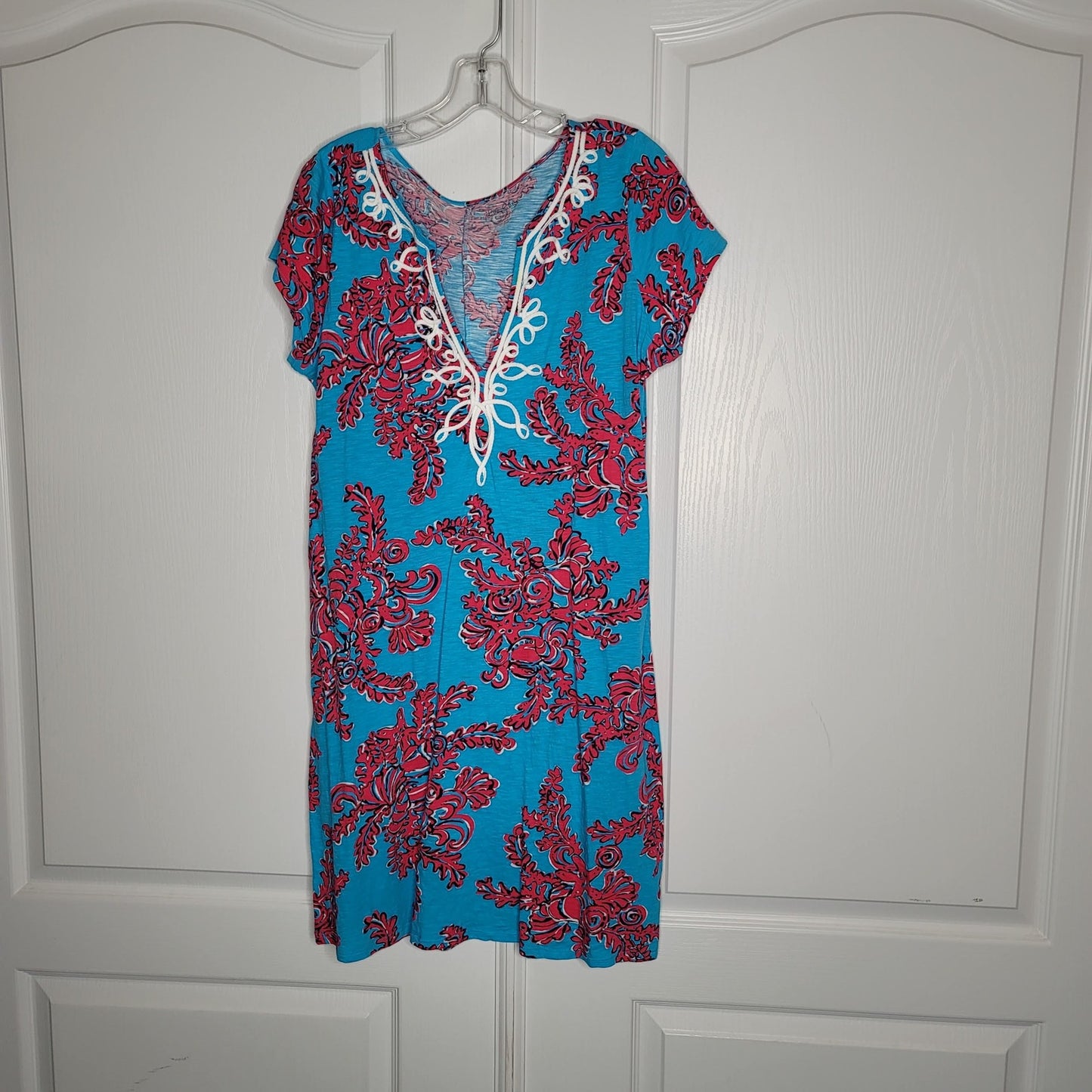 Lilly Pulitzer Brewster Dress Rhode Island Reef Cerulean Cap Sleeve Blue XL