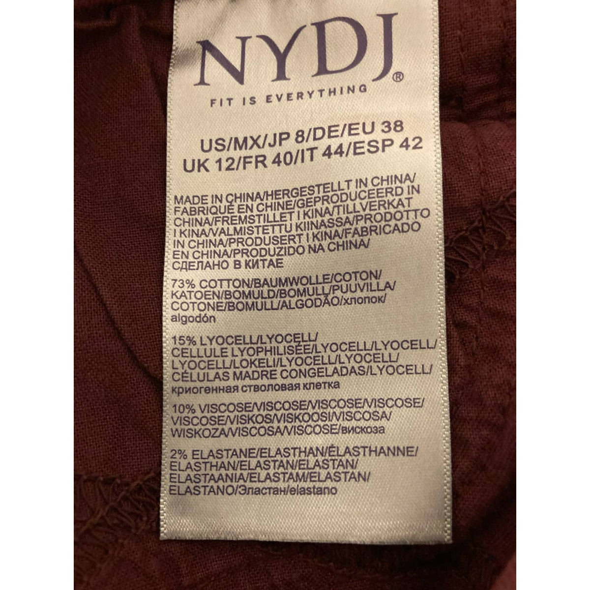 NYDJ Women's Jeans Marilyn Straight Size 4 Deep Merlot Burgundy NWT Ankle