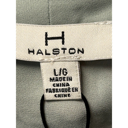 H By Halston NWT Aqua Gray Split Neck Cap Sleeve Blouse Top Size Large
