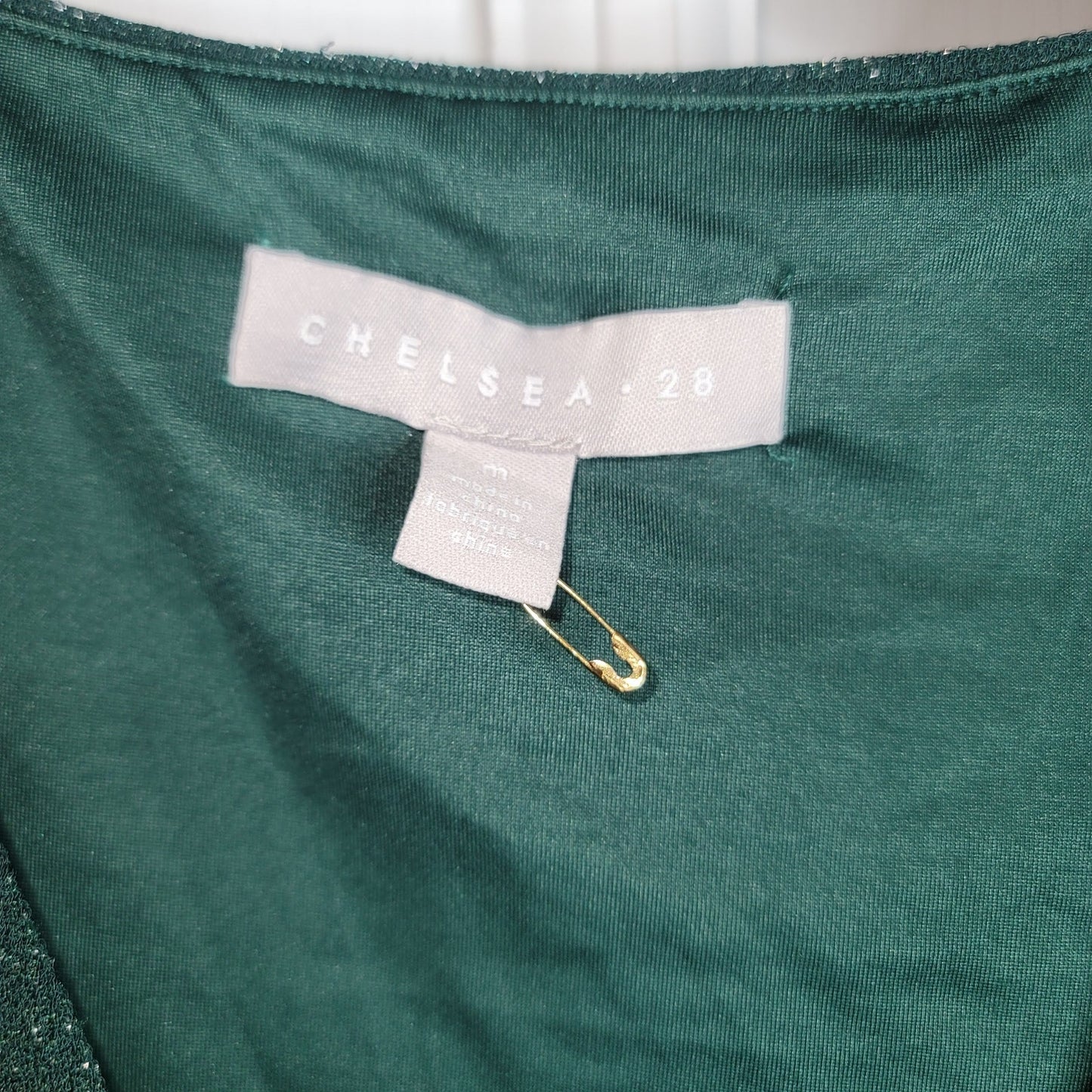Chelsea 28 Sparkle Wide Leg Jumpsuit Sleeveless V-Neck Metallic Green SZ Medium