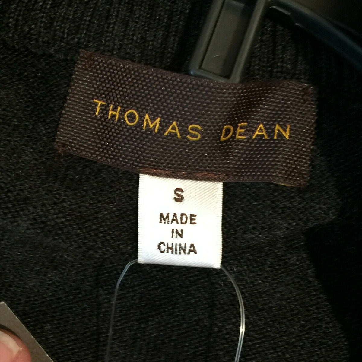 Thomas Dean Pullover Sweater 1/4 Zip Long Sleeves Stand-Up Collar Black Small