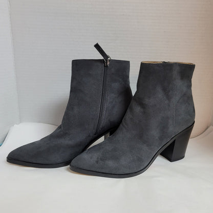 14th Union Size 9 boots booties Gray Charcoal Side Zip Block Heel Pointy Toe