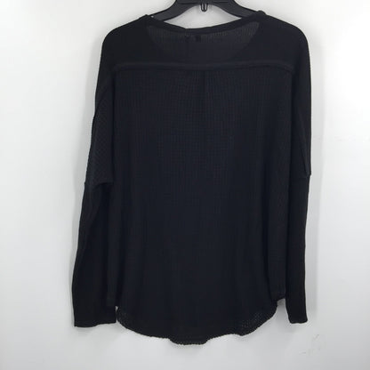 Gibsonlook Pullover Blouse Top Button Up Long Sleeve Mock Neck Black SZ Medium