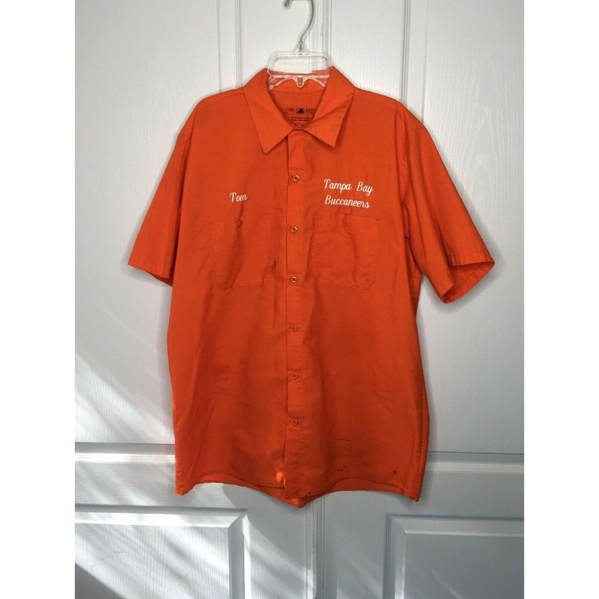 Red Kap Tampa Bay Buccaneers Work Shirt NFL TOM large short sleeved embroidery