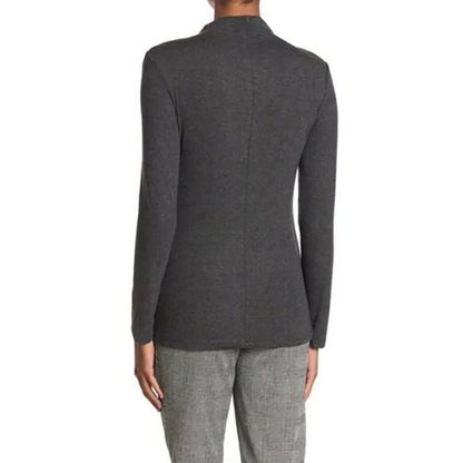 Catherine Malandrino Mock Turtleneck Small Charcoal Heather Gray NEW Silky Soft
