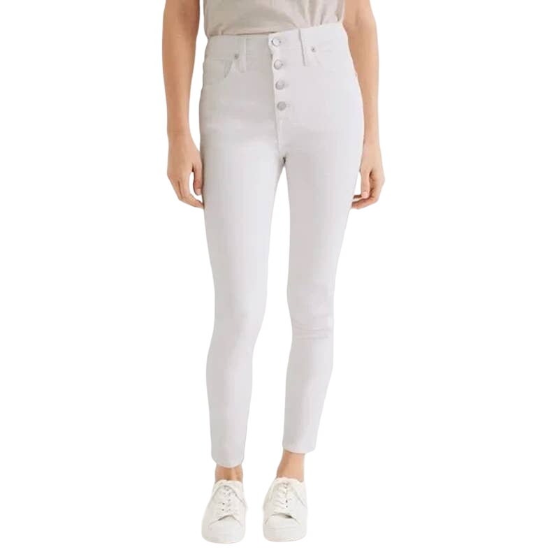 Madewell Women's Button Front High Rise Skinny Crop Jeans Waist 27" White NWT