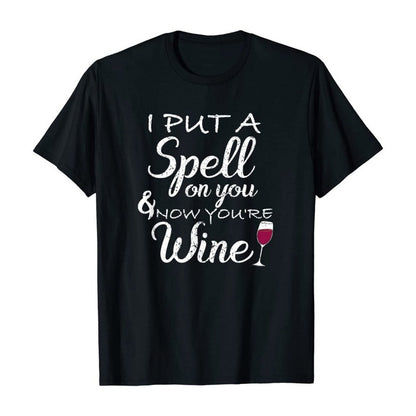 Instant Message "I Put a Spell on You and Now You're Wine" Graphic T-Shirt XL