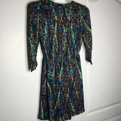Collective Concepts Button Front Shirt Dress Belted Long Sleeve Multicolor Sz XS