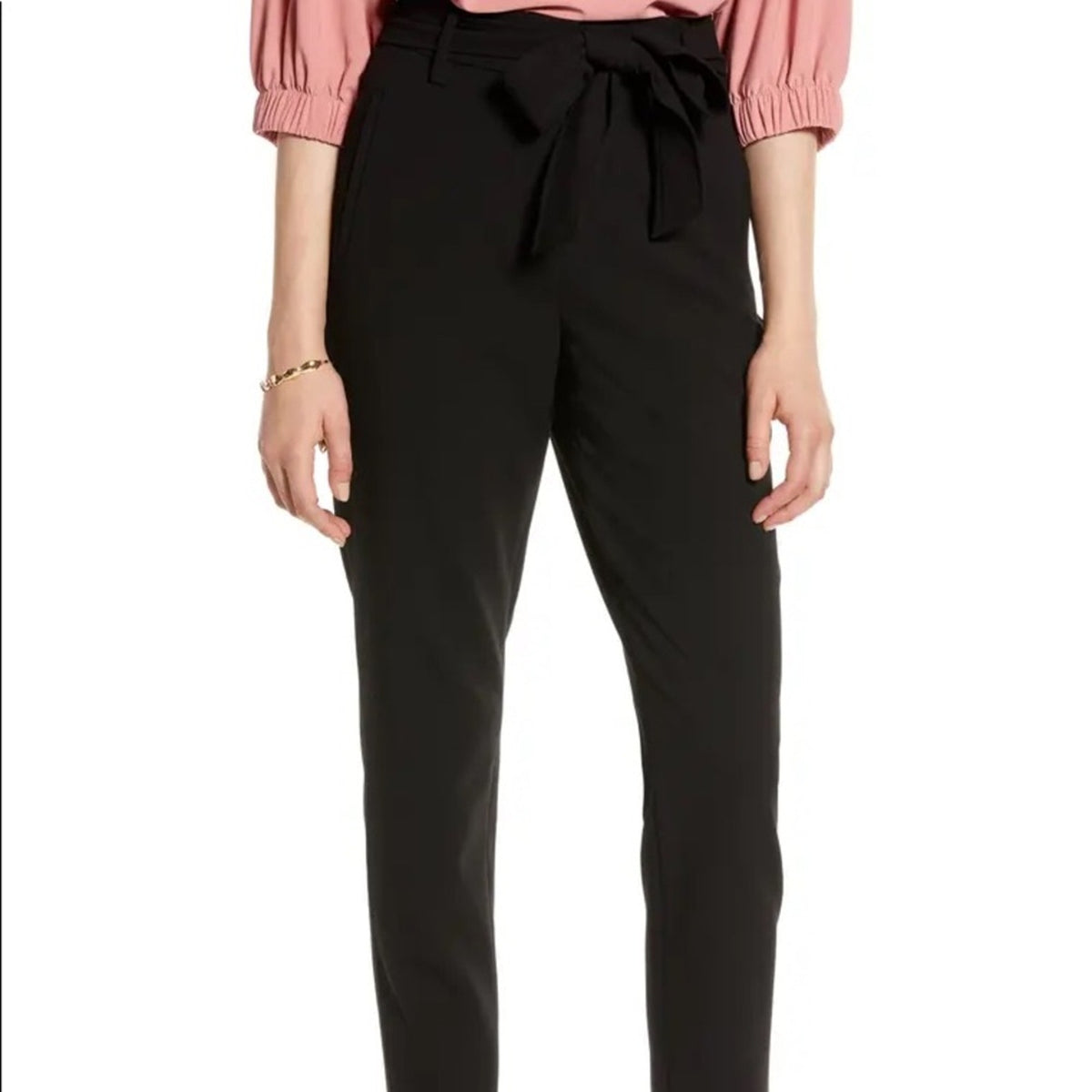 Suvimuga Black Waist Tie Pants Size Extra Large