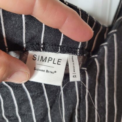 Simple Suzanne Betro Sleeveless V-Neck Jumpsuit Striped Black/White Size 4X