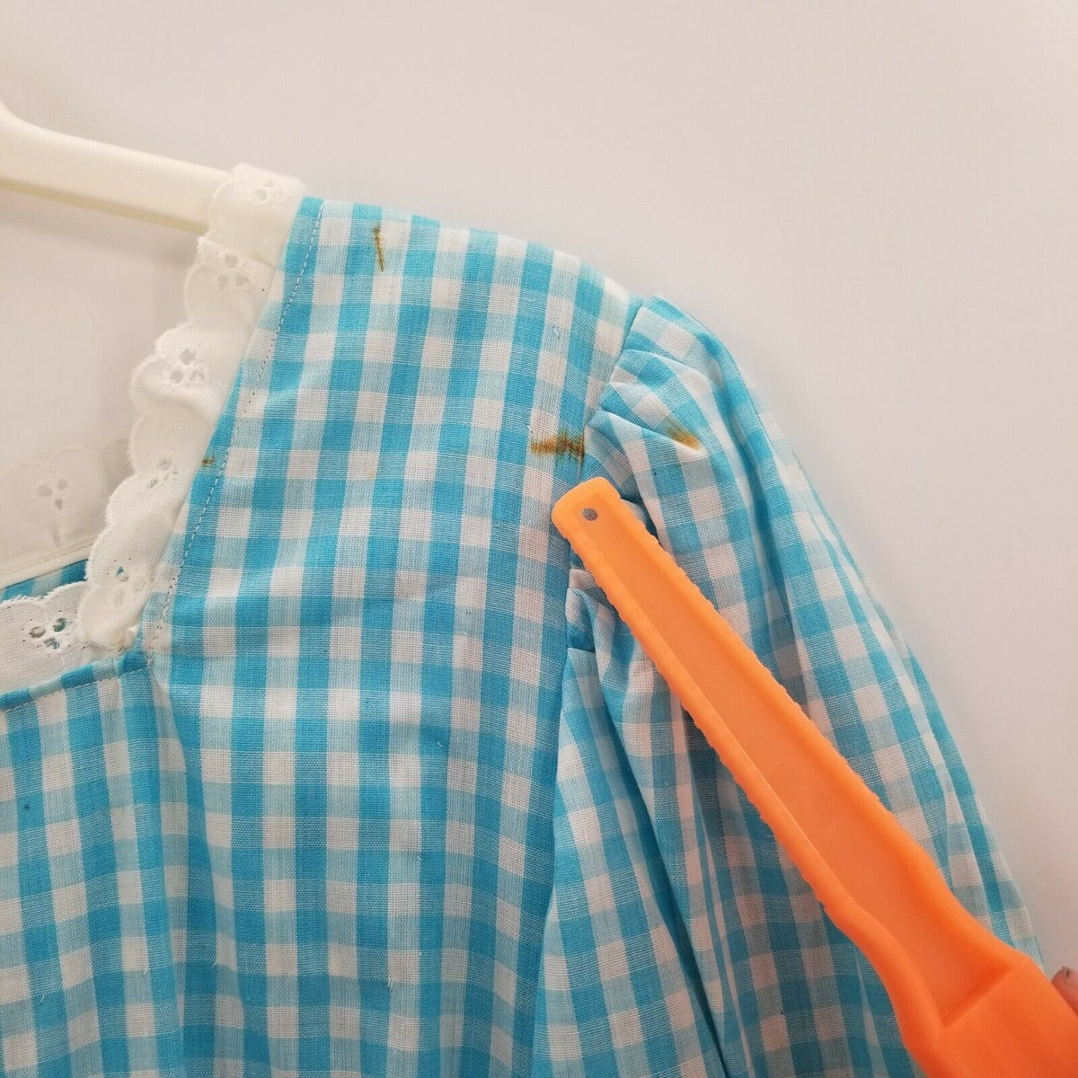 Vintage Baby Doll SQUARE DANCe Dorothy OZ Dress Short Puff Sleeve Neck Sky Blue
