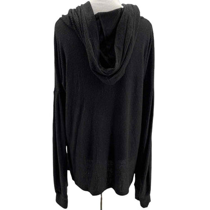 PST by Project Social T Wren Cozy Rib Hoodie Pullover XS/Extra Small Black NWT