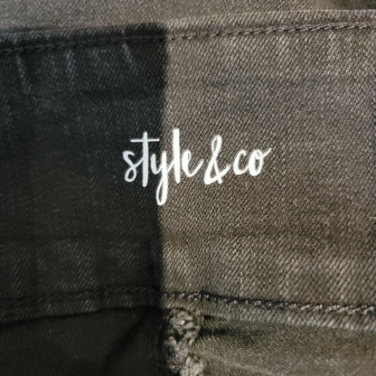 Style & Co SMALL Boyfriend Jeans Pull On Low Rise Black Smudge Cotton Blend