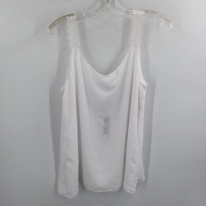 T Tahari Women's Breaker Cami Top Lace Strape Sleeveless White Size Large NWT