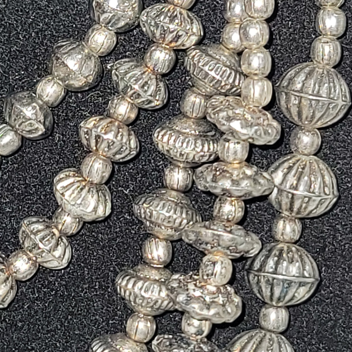 MultiTier silvertone beaded Necklace Vintage Costume Jewelry Fashion Icon COOL