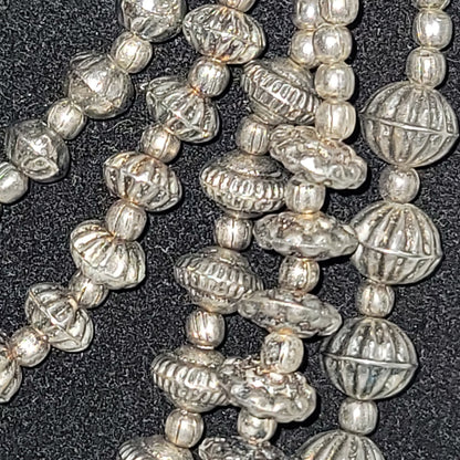 MultiTier silvertone beaded Necklace Vintage Costume Jewelry Fashion Icon COOL