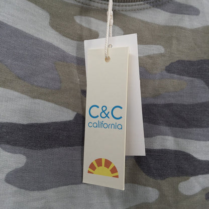 C&C California Womens Crew Neck Sweatshirt Long Sleeve Camo Green Size Small NWT