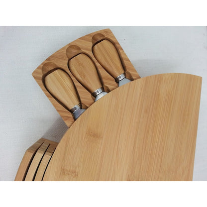 Picnic at Ascot Bamboo Charcuterie Fromage Cheese Board Tray Knives Serving Tray