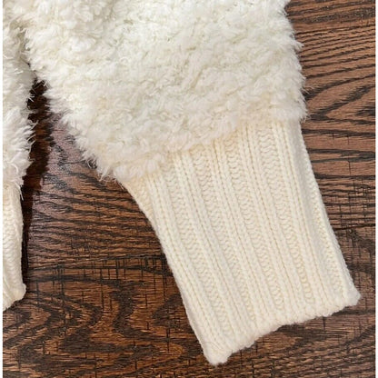 Love Tree Full Zip Cable Knit Collar Fuzzy Cardigan Sweater Sz Medium Ivory NWT
