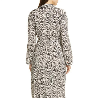 Nanushka Zebra Print Long Sleeve Shirtdress Size Small New midi buttons NO BELT