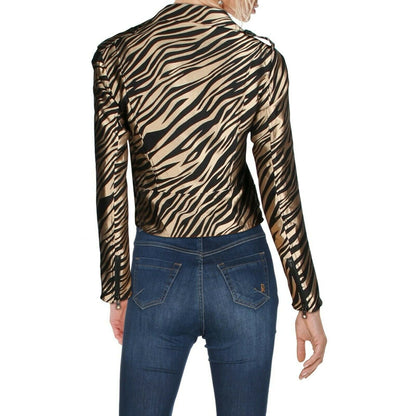 Anne Klein Moto Jacket Animal Print Long Sleeve Vicuna/Anne Black Combo 4
