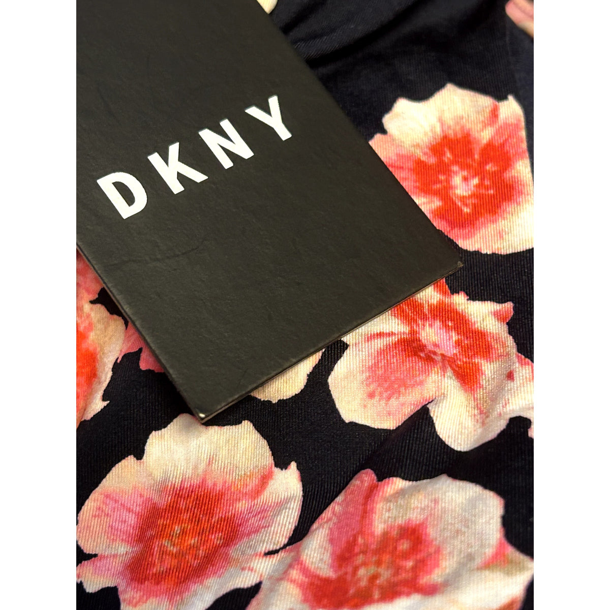 DKNY NWT Navy Floral Print Fold-Over Bikini Swim Bottom Size Large
