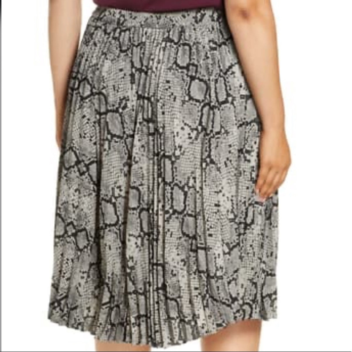 Halogen NEW Grey Snake Print Pleated Skirt Size XS