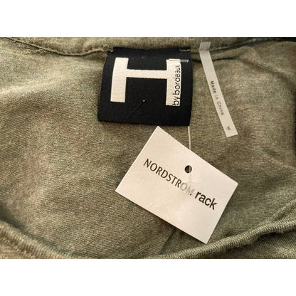 H by Bordeaux Drawstring Waist 3/4 Sleeve Top Sz Medium in Green Heather NWT