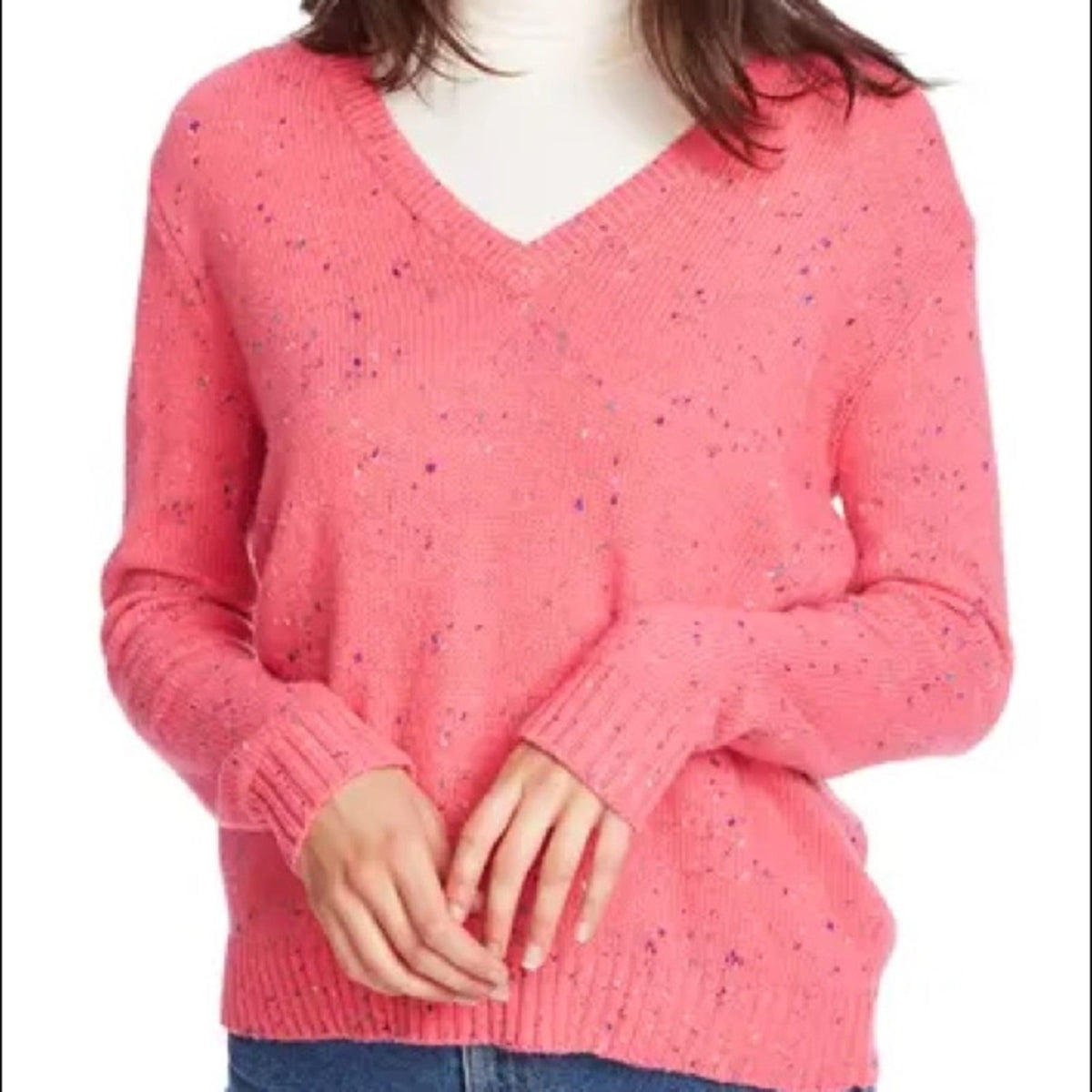 Court & Rowe NEW Nep Flecked V-Neck Sweater Small