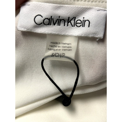 Calvin Klein NWT Gold Embellished-Neck Blouse Top Cream Size Small