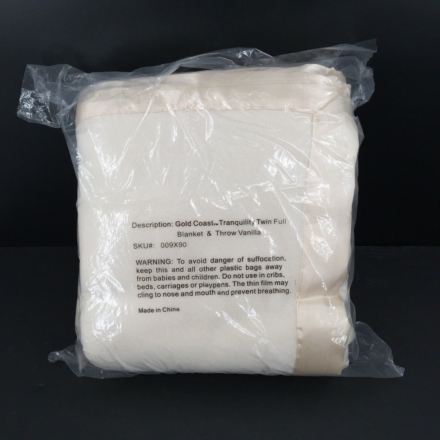 Gold Coast Always In Style Tranquility Twin Full Blanket Vanilla Satin Edge NOS