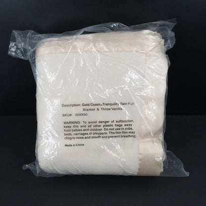 Gold Coast Always In Style Tranquility Twin Full Blanket Vanilla Satin Edge NOS