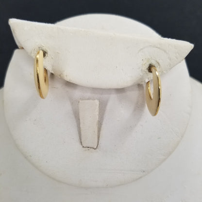 Vintage Tan Enamel Hoops with Golden Edging Crescent Moon Shape