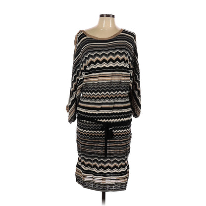 Laundry by Shelli Segal Casual Dress Large KNIT belted Winter sleeves Geometric