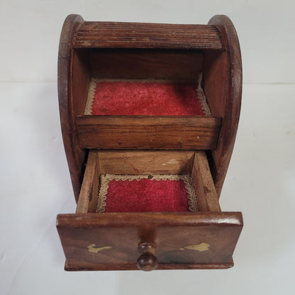 Vintage Hand Carved Unique Design Drawer Wood & brass Jewelry Box Cigarette Box