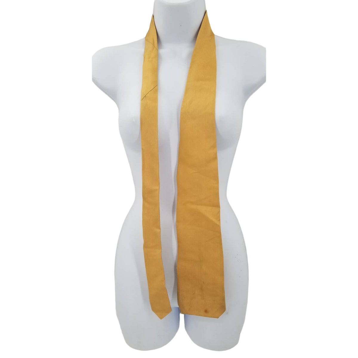 Vintage J Byrons Swiss Silk Mens Neck Tie Gold Yellow SQUARE BOTTOM WIDE