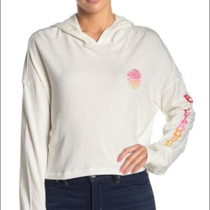 Billabong Kiss the Sky White Cropped Hoodie Large