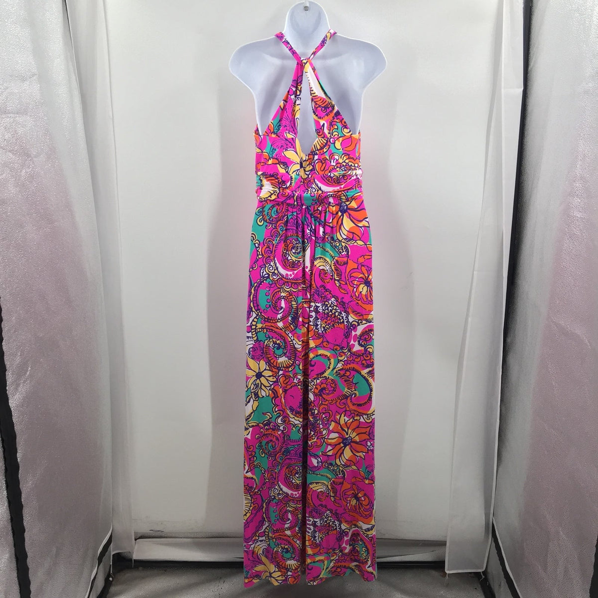 Lilly Pulitzer Parrish Halter Maxi Dress Racerback Floral Pink Size Large NWT