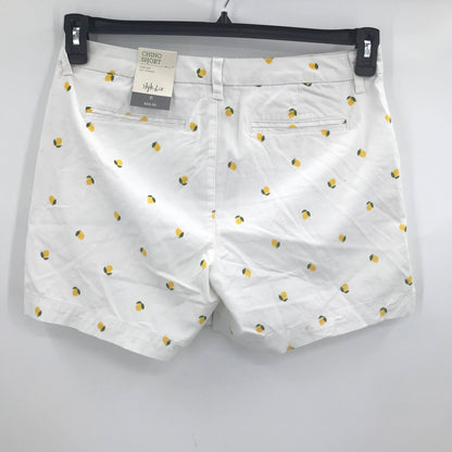 Style & Co Lemon Printed Chino Shorts Mid Rise Button Fly White 8