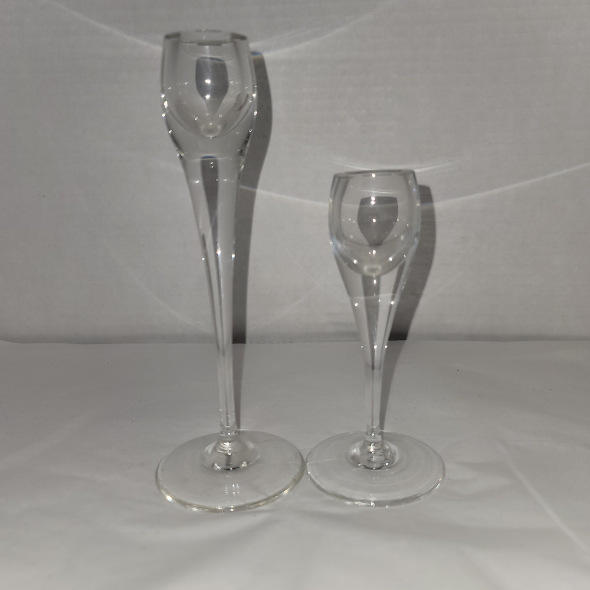 Rosenthal Graduating Pair clear Glass crystal marked Candlesticks Candle Glass