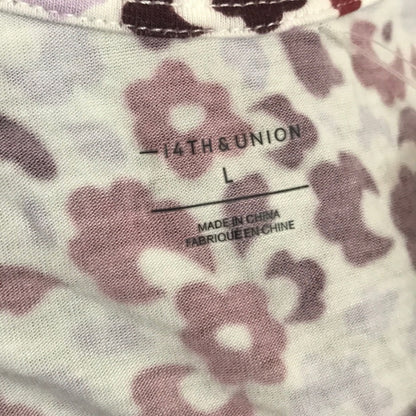 14th & Union White Burgundy Floral Tank Size Large