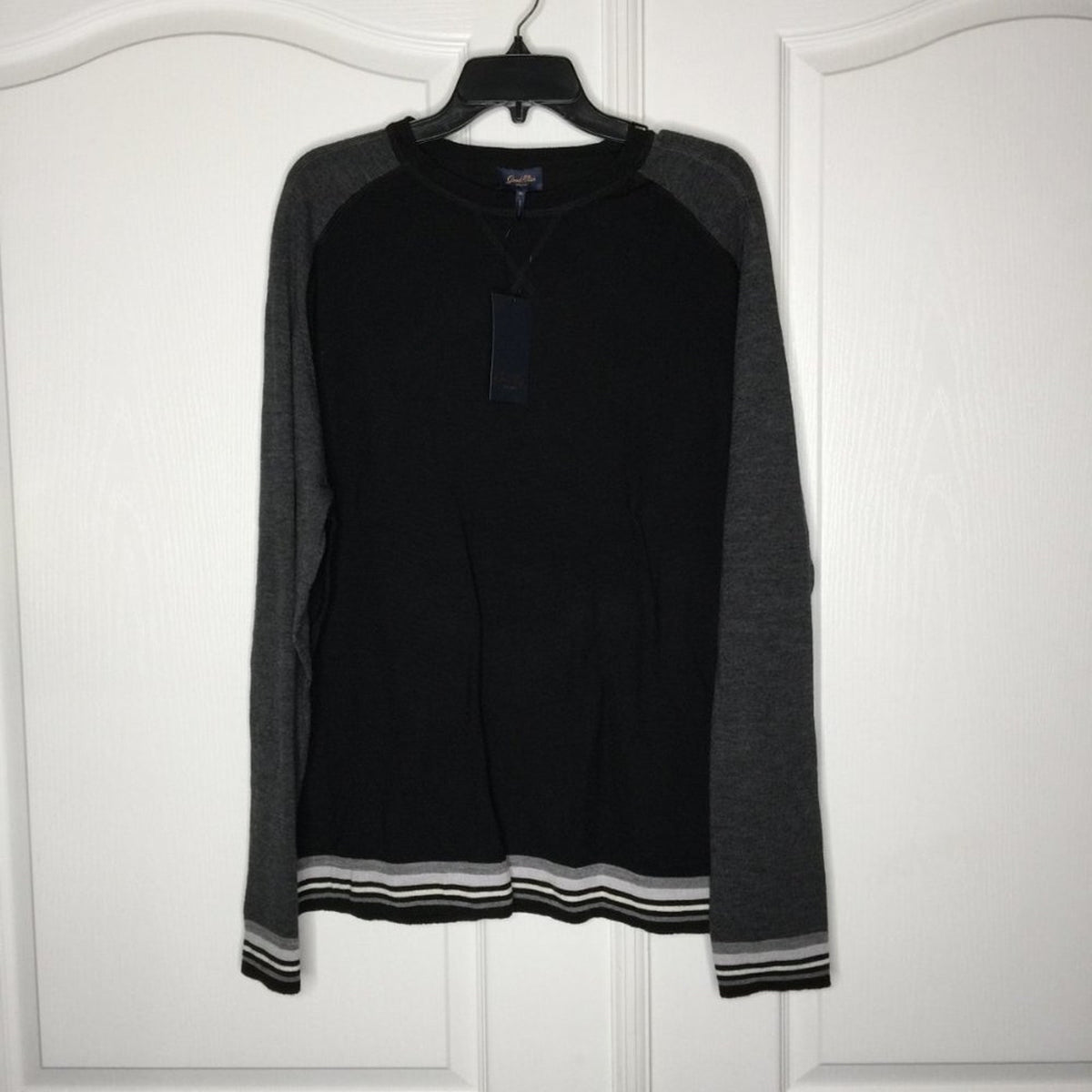 NWT Good Man Brand Pullover Sweater Long Sleeves Crew Neck Colorblock Black XL
