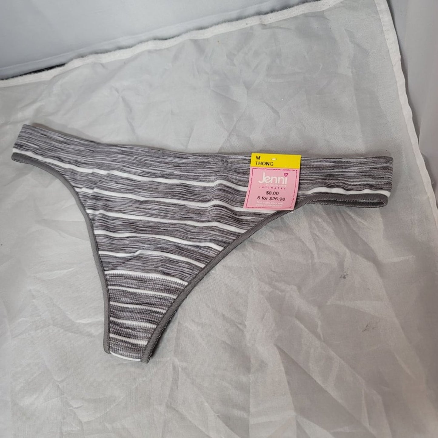 Jenni by Jennifer Moore Seamless Sissy Thong Grey Stripe Size Medium